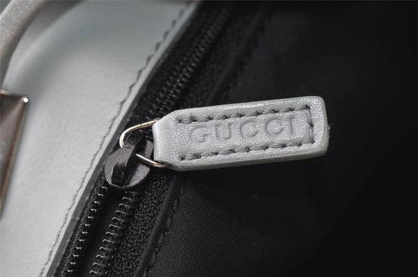 Authentic GUCCI Shoulder Drawstring Bag Canvas Leather 0014021 Light Blue 0796J