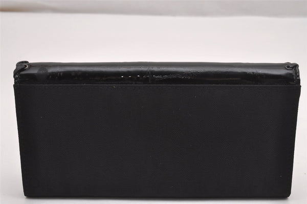 Authentic Christian Dior Ethnic Heart Long Wallet Purse Nylon Enamel Black 0798J