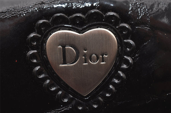 Authentic Christian Dior Ethnic Heart Long Wallet Purse Nylon Enamel Black 0798J