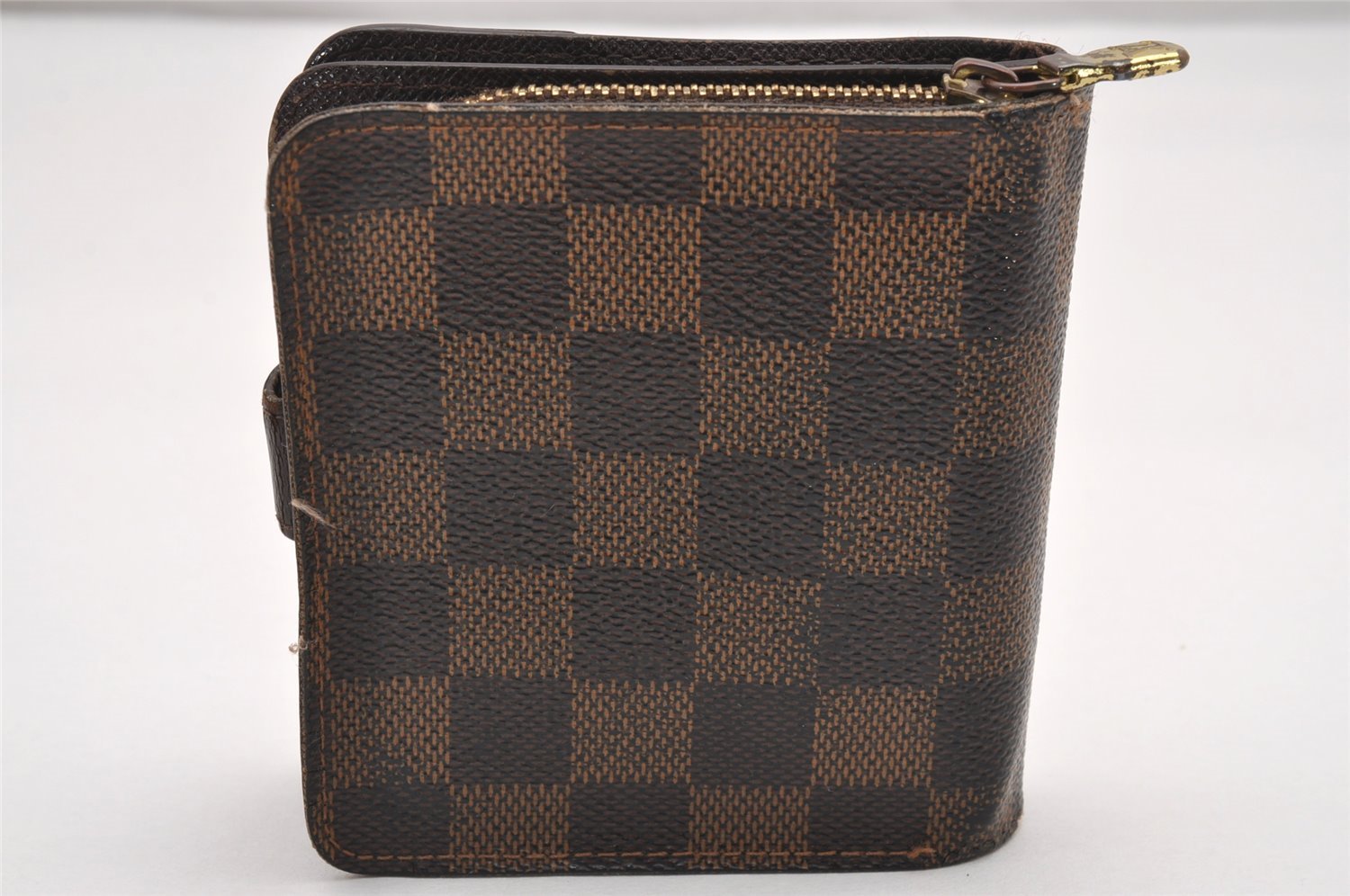 Authentic Louis Vuitton Damier Compact Zip Bifold Wallet Purse N61668 LV 0799J