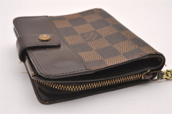 Authentic Louis Vuitton Damier Compact Zip Bifold Wallet Purse N61668 LV 0799J