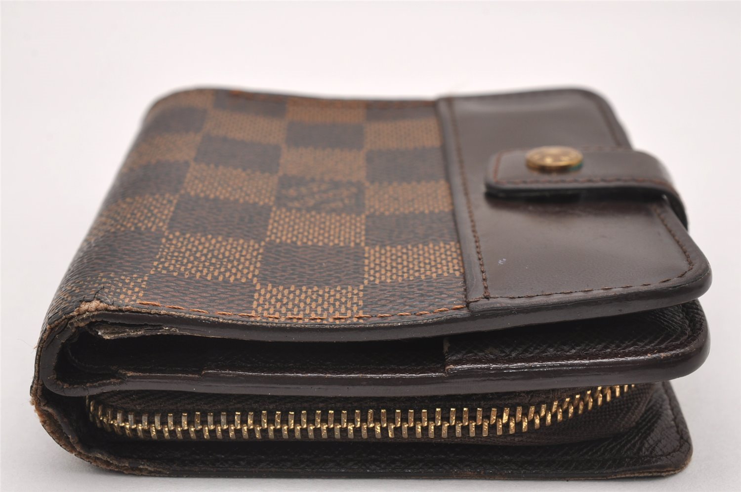 Authentic Louis Vuitton Damier Compact Zip Bifold Wallet Purse N61668 LV 0799J