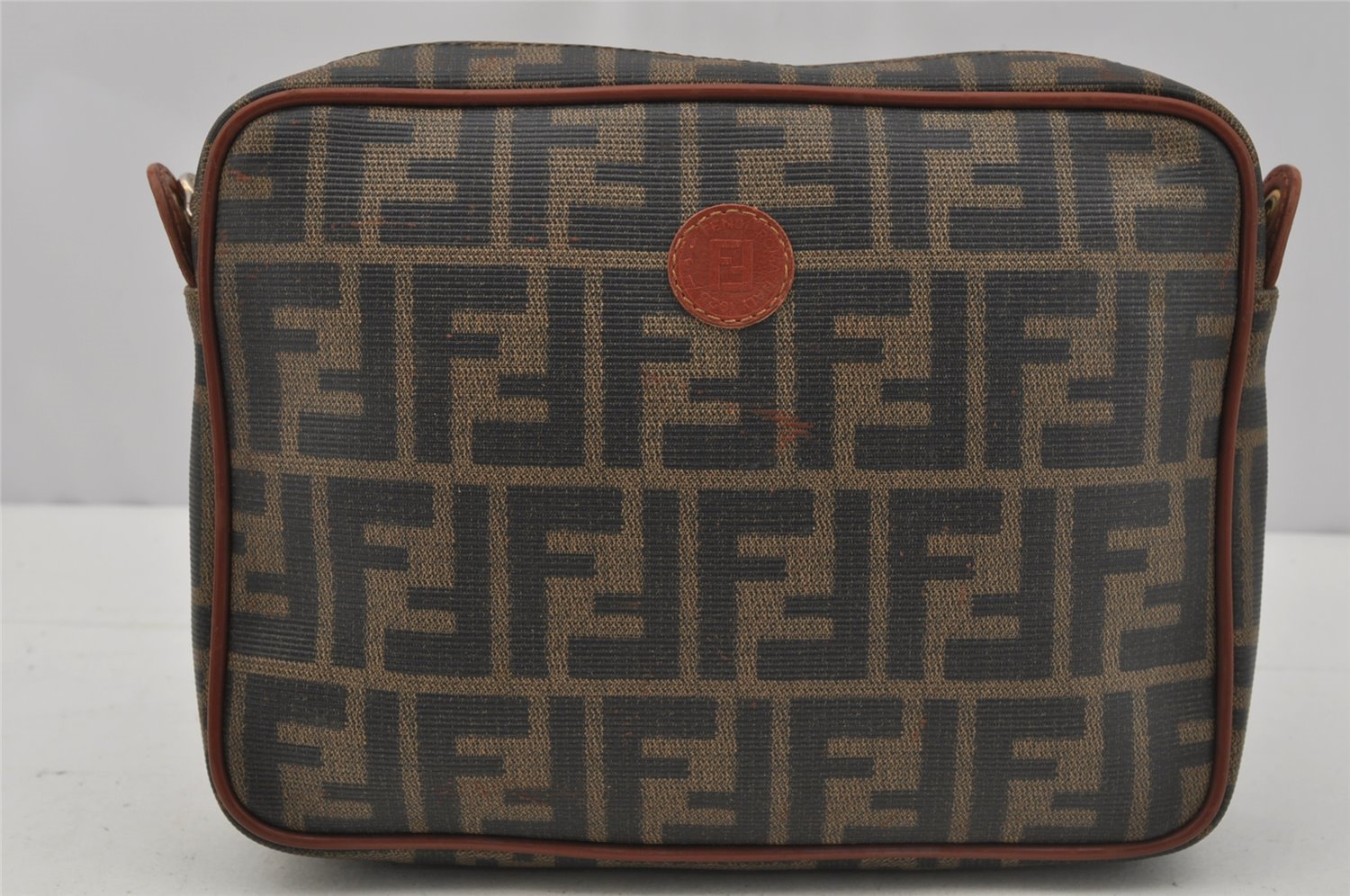 Authentic FENDI Zucca 2Way Shoulder Clutch Bag PVC Leather Brown Junk 0800J