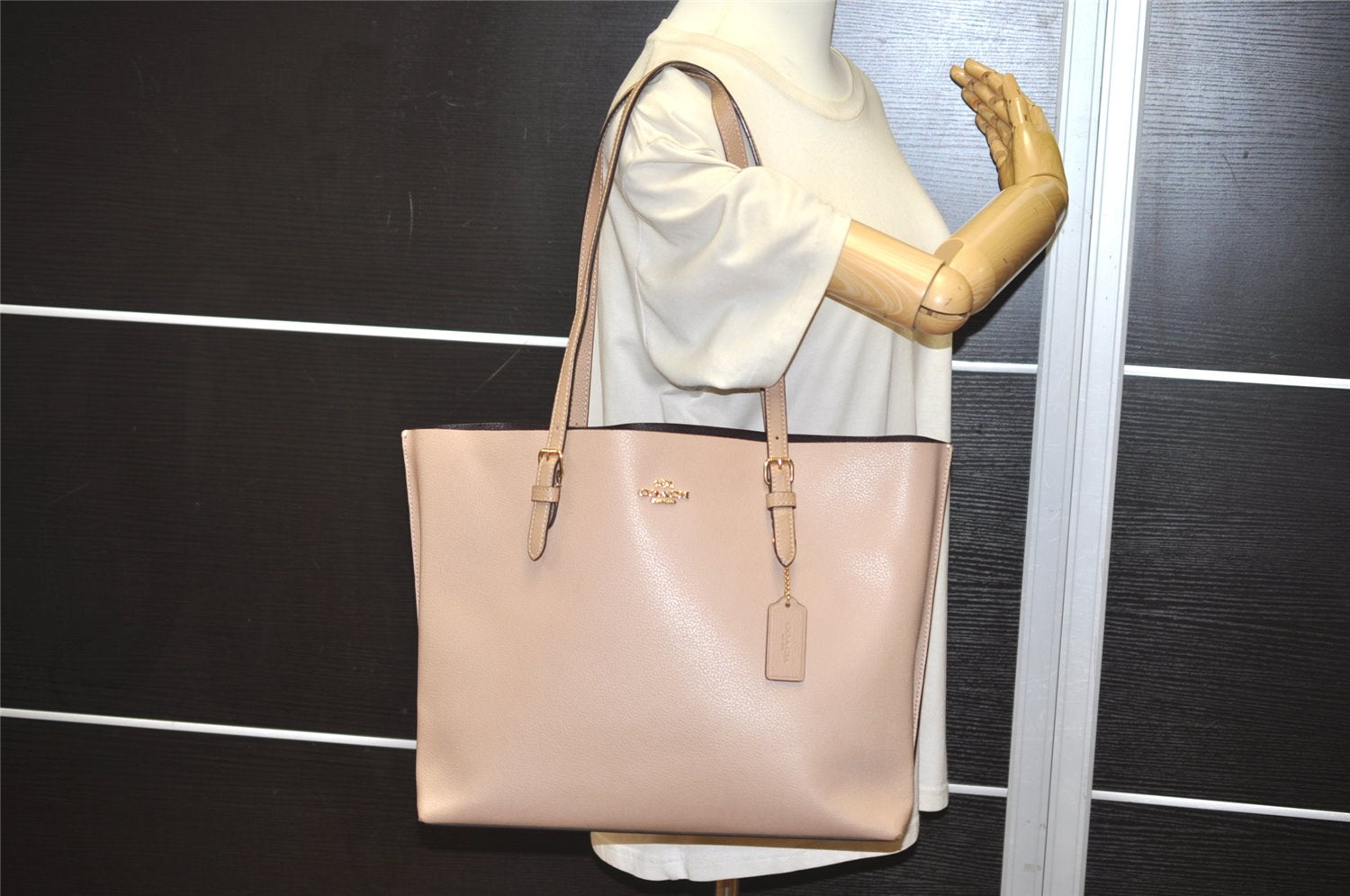 Authentic COACH Vintage Shoulder Hand Bag Leather 1671 Beige 0800K