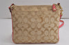 Authentic COACH Signature Shoulder Cross Body Bag Canvas Leather Beige 0801K