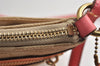 Authentic COACH Signature Shoulder Cross Body Bag Canvas Leather Beige 0801K