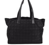 Authentic CHANEL New Travel Line Shoulder Tote Bag Nylon Leather Black 0802J