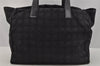 Authentic CHANEL New Travel Line Shoulder Tote Bag Nylon Leather Black 0802J