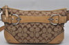 Authentic COACH Signature Shoulder Cross Bag Canvas Leather 7077 Brown 0802K