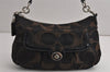 Authentic COACH Signature 2Way Shoulder Hand Bag Purse Canvas Enamel Black 0803K