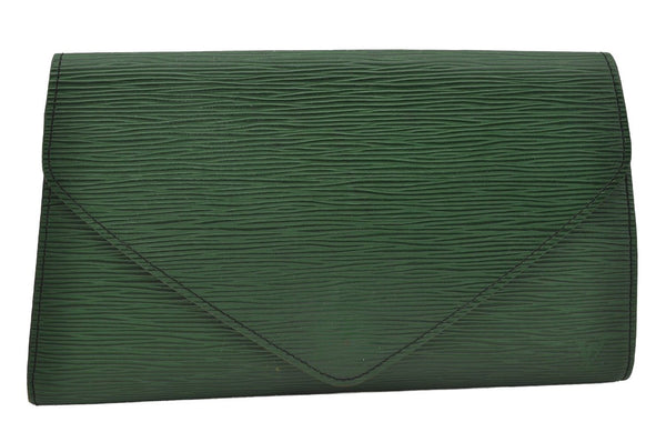 Authentic Louis Vuitton Epi Arts Deco Clutch Bag Green M52644 LV 0805J