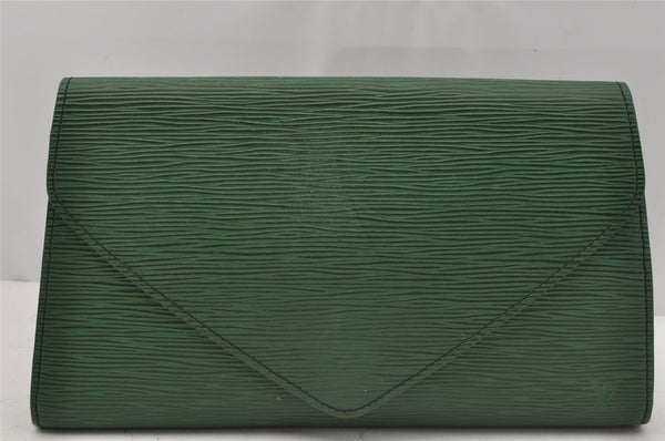 Authentic Louis Vuitton Epi Arts Deco Clutch Bag Green M52644 LV 0805J