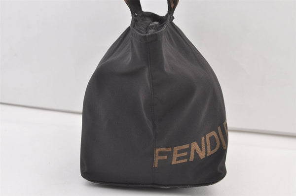 Authentic FENDI Vintage Nylon Leather Tote Hand Bag Black 0805K