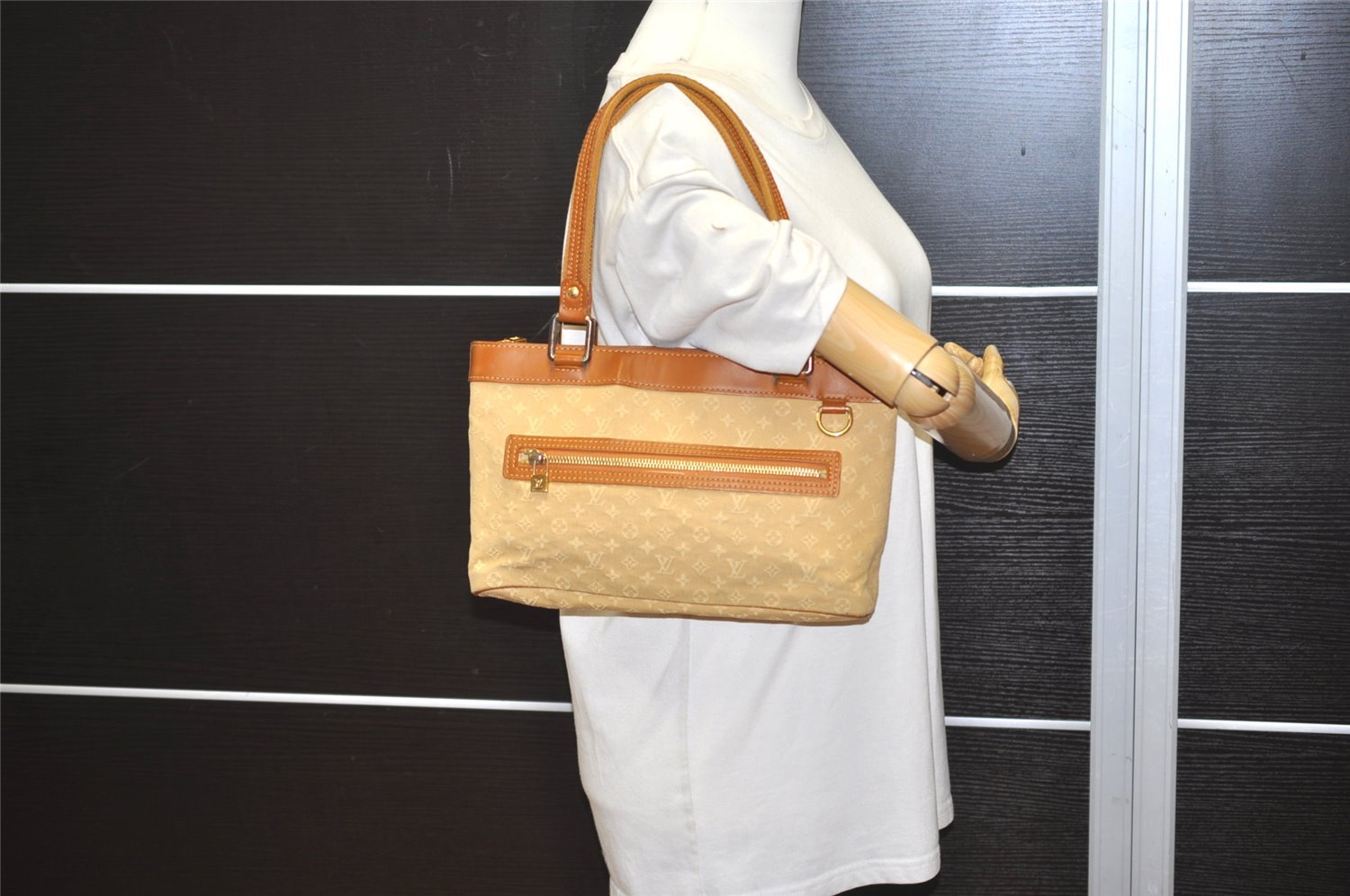Authentic Louis Vuitton Monogram Mini Lucille PM Hand Bag Beige M92684 LV 0806J