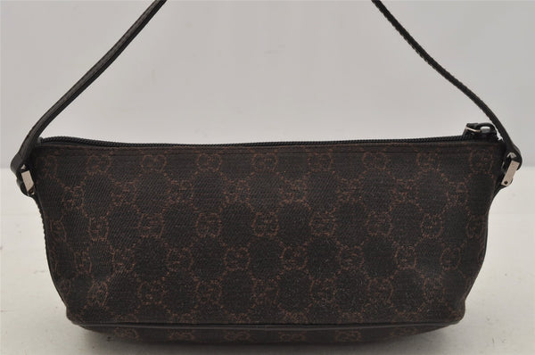 Authentic GUCCI Hand Bag Pouch Purse GG Canvas Leather 07198 Brown 0809J