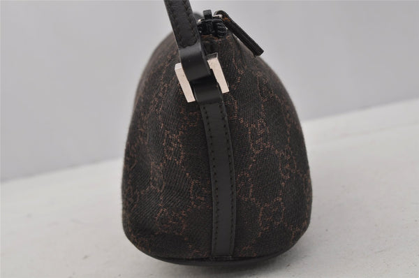 Authentic GUCCI Hand Bag Pouch Purse GG Canvas Leather 07198 Brown 0809J