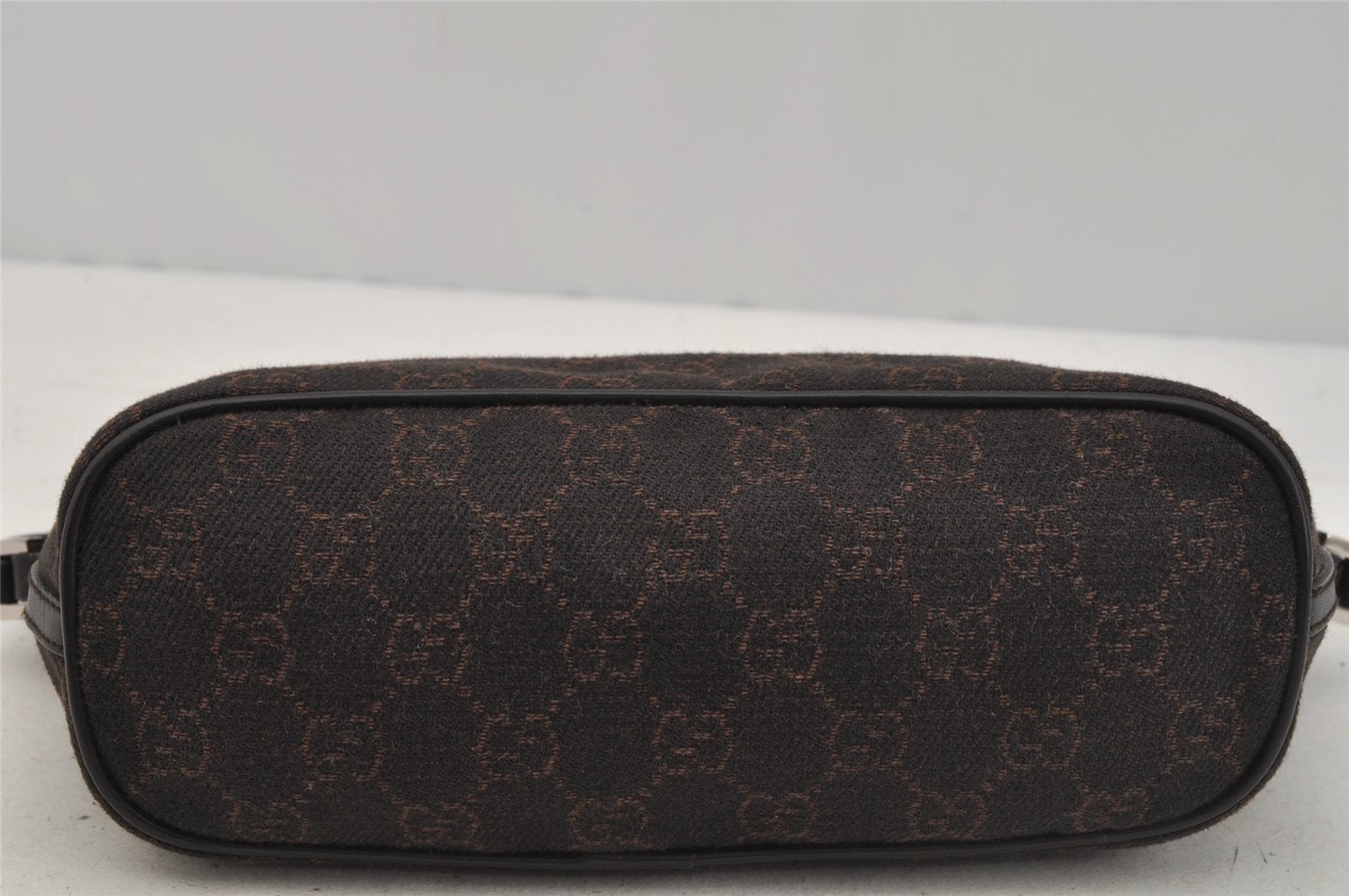 Authentic GUCCI Hand Bag Pouch Purse GG Canvas Leather 07198 Brown 0809J
