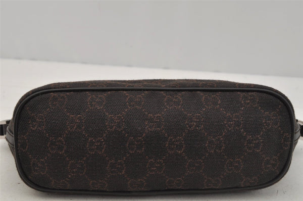 Authentic GUCCI Hand Bag Pouch Purse GG Canvas Leather 07198 Brown 0809J