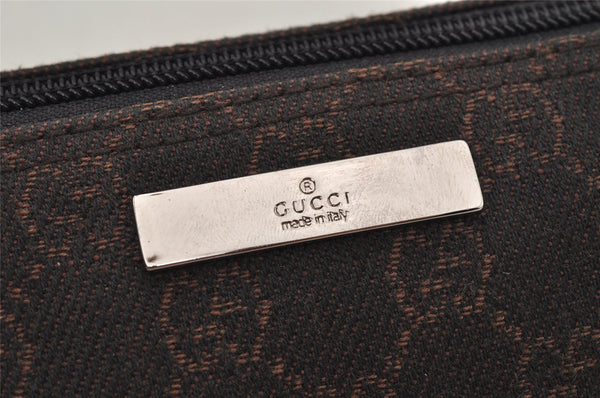 Authentic GUCCI Hand Bag Pouch Purse GG Canvas Leather 07198 Brown 0809J