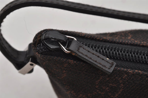 Authentic GUCCI Hand Bag Pouch Purse GG Canvas Leather 07198 Brown 0809J