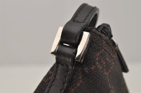 Authentic GUCCI Hand Bag Pouch Purse GG Canvas Leather 07198 Brown 0809J