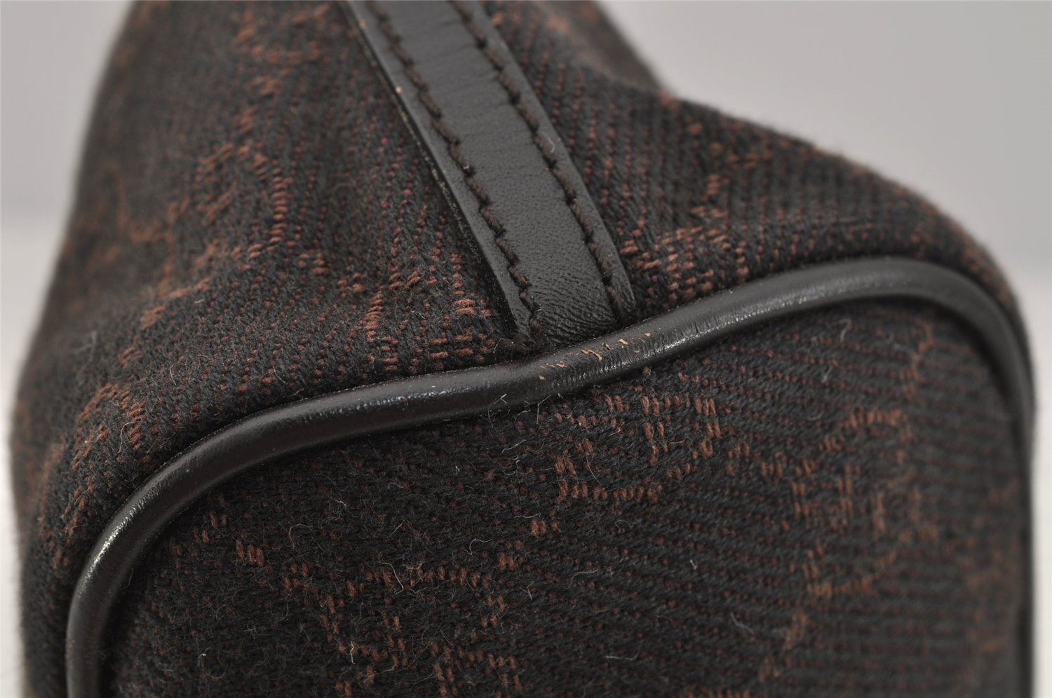 Authentic GUCCI Hand Bag Pouch Purse GG Canvas Leather 07198 Brown 0809J