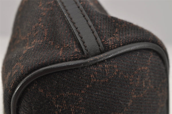 Authentic GUCCI Hand Bag Pouch Purse GG Canvas Leather 07198 Brown 0809J