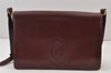 Authentic Cartier Must de Cartier Leather Shoulder Cross Bag Bordeaux Red 0809K