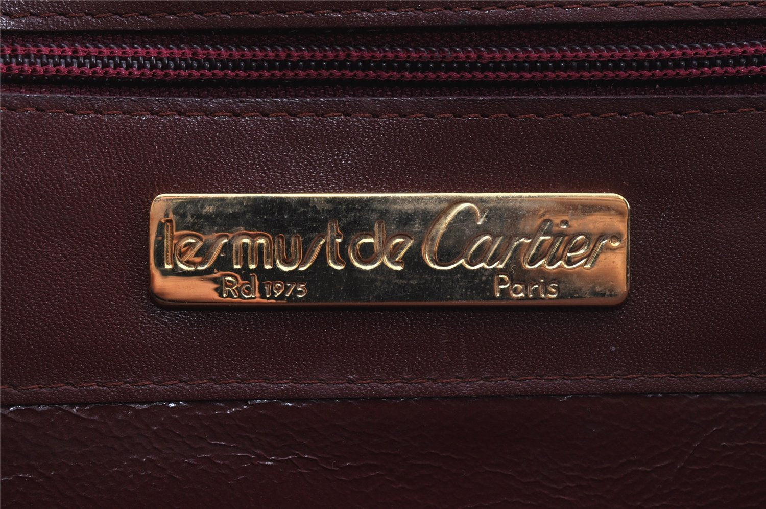 Authentic Cartier Must de Cartier Leather Shoulder Cross Bag Bordeaux Red 0809K