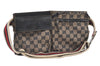 Authentic GUCCI Sherry Line Waist Body Bag Canvas Leather 28566 Navy 0811K