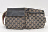 Authentic GUCCI Sherry Line Waist Body Bag Canvas Leather 28566 Navy 0811K