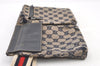 Authentic GUCCI Sherry Line Waist Body Bag Canvas Leather 28566 Navy 0811K