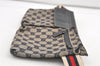 Authentic GUCCI Sherry Line Waist Body Bag Canvas Leather 28566 Navy 0811K