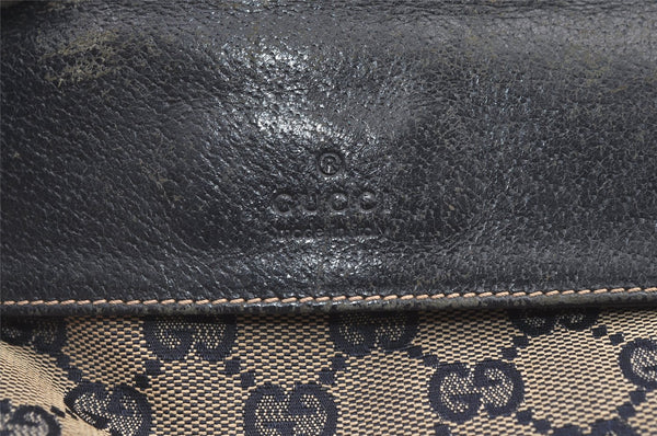 Authentic GUCCI Sherry Line Waist Body Bag Canvas Leather 28566 Navy 0811K