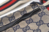 Authentic GUCCI Sherry Line Waist Body Bag Canvas Leather 28566 Navy 0811K