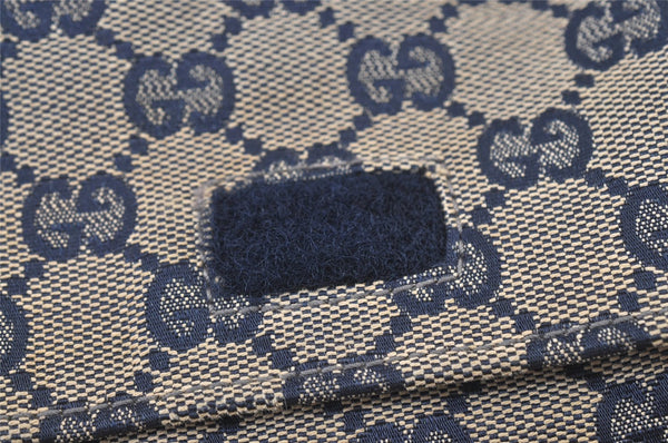 Authentic GUCCI Sherry Line Waist Body Bag Canvas Leather 28566 Navy 0811K
