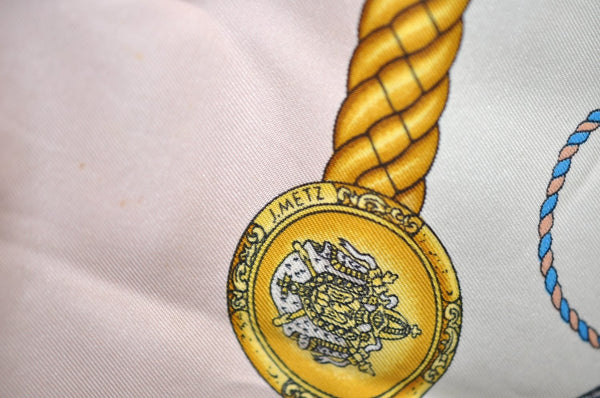 Authentic HERMES Carre 90 Scarf "LES TAMBOURS " Silk Pink 0812J