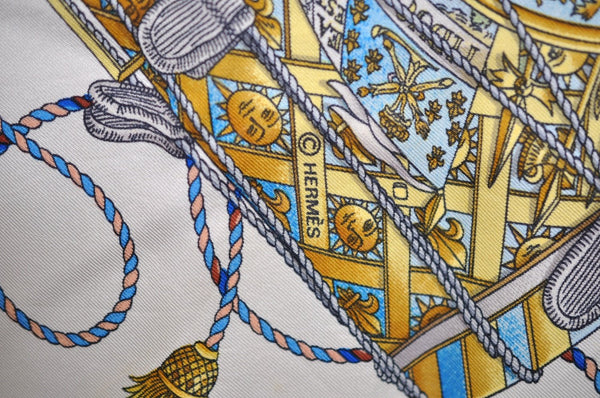 Authentic HERMES Carre 90 Scarf "LES TAMBOURS " Silk Pink 0812J