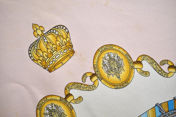 Authentic HERMES Carre 90 Scarf "LES TAMBOURS " Silk Pink 0812J