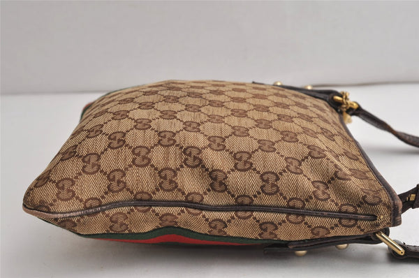 Auth GUCCI Web Sherry Line Shoulder Bag GG Canvas Leather 144388 Brown 0813K