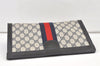 Authentic GUCCI Sherry Line Clutch Hand Bag GG PVC Leather Navy Blue Junk 0815K