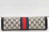 Authentic GUCCI Sherry Line Clutch Hand Bag GG PVC Leather Navy Blue Junk 0815K