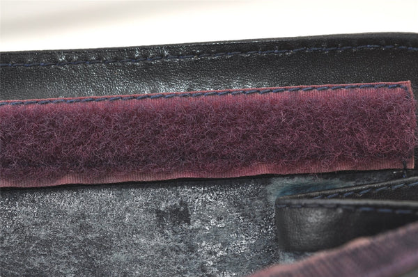 Authentic GUCCI Sherry Line Clutch Hand Bag GG PVC Leather Navy Blue Junk 0815K