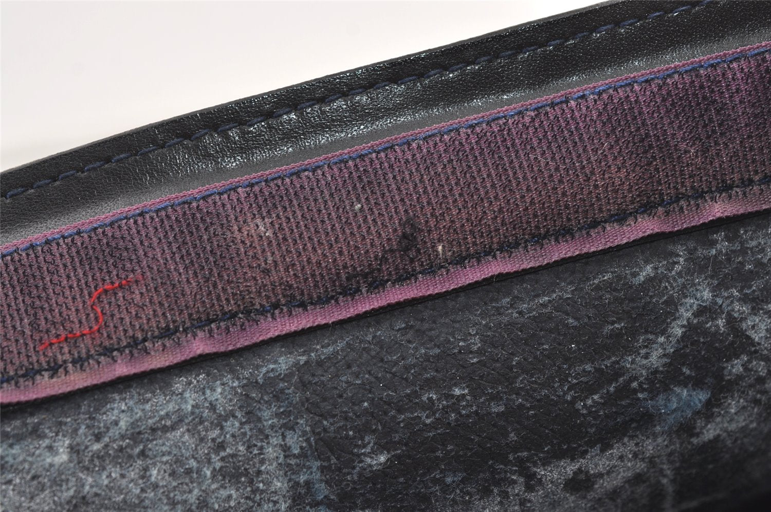 Authentic GUCCI Sherry Line Clutch Hand Bag GG PVC Leather Navy Blue Junk 0815K