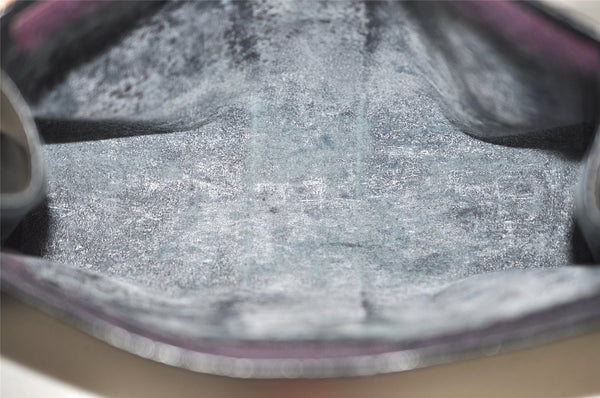 Authentic GUCCI Sherry Line Clutch Hand Bag GG PVC Leather Navy Blue Junk 0815K