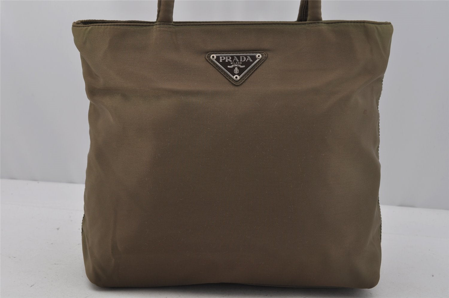 Authentic PRADA Vintage Nylon Tessuto Tote Hand Bag Khaki 0816J
