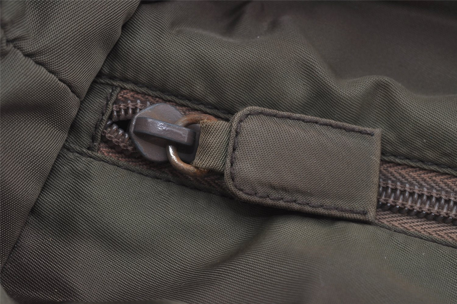 Authentic PRADA Vintage Nylon Tessuto Tote Hand Bag Khaki 0816J