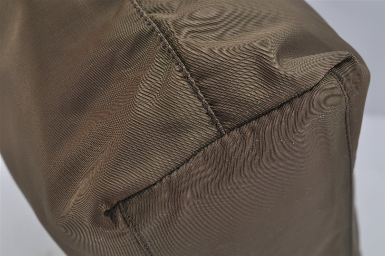 Authentic PRADA Vintage Nylon Tessuto Tote Hand Bag Khaki 0816J