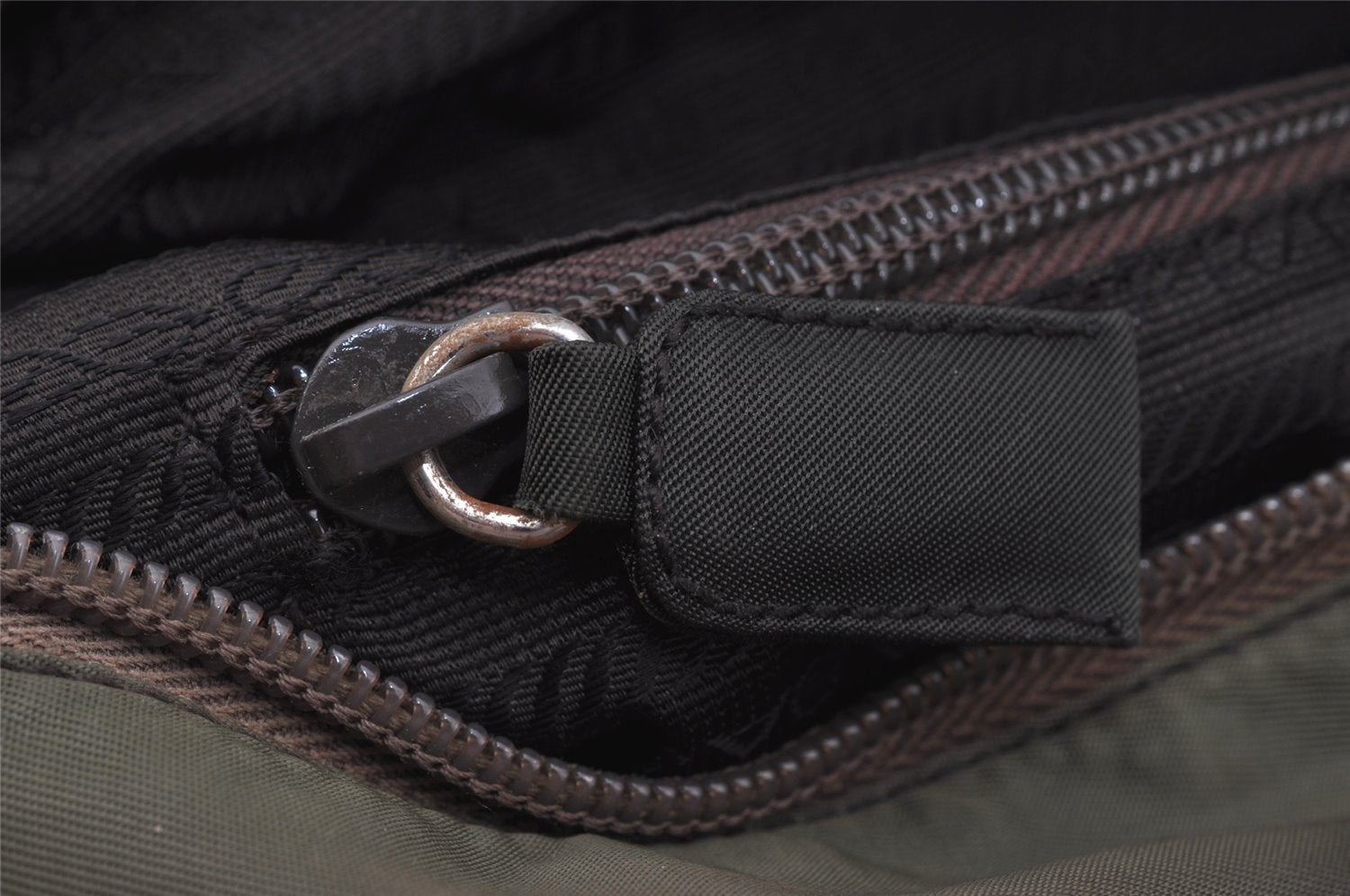 Authentic PRADA Vintage Nylon Tessuto Tote Hand Bag Khaki 0816J