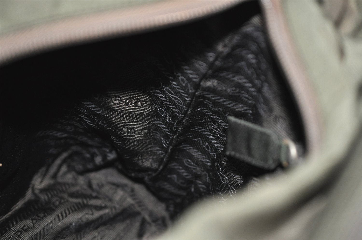 Authentic PRADA Vintage Nylon Tessuto Tote Hand Bag Khaki 0816J